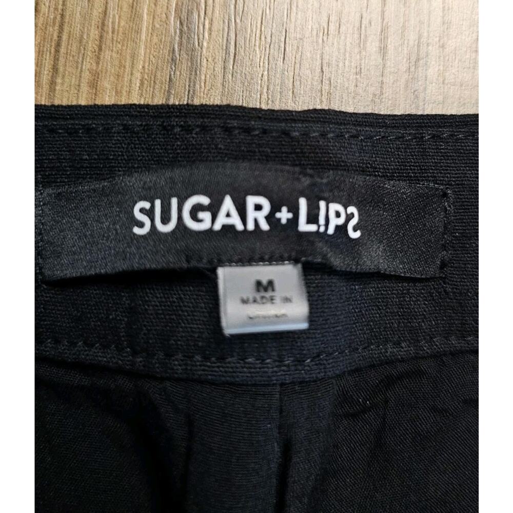 Sugar + Lips Tassel Trim Wide Leg Linen Pants Women's Size M Black Linen Blend - Picture 6 of 8